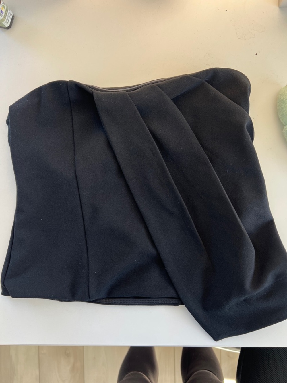 Black Strapless Draped Tube Top